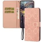 IMEIKONST Coque Compatible avec Samsung Galaxy A15 5G, Flip Housse Rétro Embossed Cuir Porte-Cartes de Crédit Portefeuille Magnétique Stand Étui à Rabat Coque pour Samsung A15 5G. Rose Gold XCH