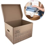 IDEA HOME Ensemble de 6 Cartons de Déménagement Movebox - Boîtes D'archives et de Rangement en Carton avec Couvercle Très Stable, Capacité de Charge de 30 kg, Taille: 431x333x294mm