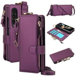 Tumman Violetti Crossbody Wallet -Nahkakotelo, Joka On Yhteensopiva Samsung Galaxy Z Fold4:N Kanssa