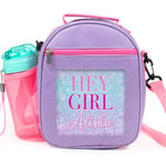 Personalised Lunch Bag Hey Girl! School Girls Kids Cooler Box With Strap KS209