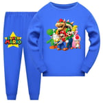 Super Mario kostym vår och höst barn hemkläder Pyjamas Set dark blue U dark blue 160cm