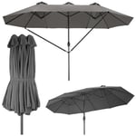 TecTake® Parasol de Jardin Exterieur Parasol Double Rectangulaire à manivelle Cadre en Aluminium avec 1 Mât 460 x 270 x 241 cm, Protection UV 50+, Résistant au vent, pour Salon de jardin