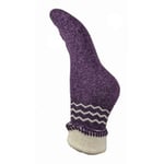 Ladies Cuffed Bed Socks Super Soft Wool Blend Women's UK 4-7 Purple Zigzags