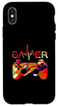 Coque pour iPhone X/XS Gamer Heartbeat Jeu vidéo Garçon Homme Gamer