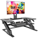 Duronic Standing Desk Converter DM05D21 Adjustable Sit Stand Desks Workstation Wood Height Adjusting Sitting Riser for Office Table PC Laptops Computer Monitor Screen Keyboard and Mouse