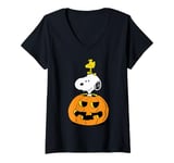 Womens Peanuts Halloween Snoopy And Woodstock V-Neck T-Shirt