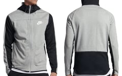 Nike Men's Advance Full Zip Grey/Black Hoodie Size UK XXL Oversize 52-53" Chest