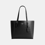 Coach Womens Mollie Tote in Crocodile-Embossed Leather - Black - One Size