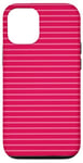 Coque pour iPhone 12/12 Pro Rose vif rayé girly esthétique Preppy Stripe