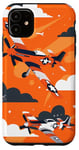 Coque pour iPhone 11 Drapeau américain minimaliste orange tropical P-51 Mustang de la Seconde Guerre mondiale