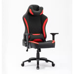 Fauteuil de bureau gaming en simili cuir noir et rouge evald