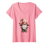 Womens Pink Valentines Day Accessories Funny Dad Gnome Pun For Mom V-Neck T-Shirt