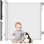 DIKOTS Dual Lock White Retractable Stair Gates for baby & Pet - Extends to... 