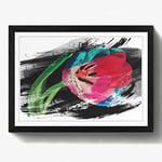 Arty Pie Framed Print Black A2 (24.5x18 Inch) Flower Pink Tulip V2, Wood, Multi-Colour, 60 x 42 x 2 cm