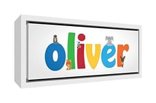 Little Helper OLIVER3084-FC-15DE Impression sur toile encadrée avec nom de garçon Oliver Grand format 34 x 84 x 3 cm