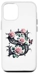 Coque pour iPhone 12/12 Pro Letter S Initial Floral Monogram Rose Pink Flower Butterfly