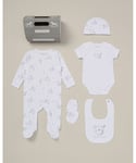 Rock A Bye Baby Childrens Unisex Bear Print 5-Piece Hanging Gift Set - White - Size 0-3M