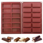 douyif Moules à Chocolat en Silicone Rectangle 12 Cavités Moule À Chocolat Forme De Rectangle Moule À Barres De Chocolat Moules En Silicone pour Barre De Chocolat Barre De Cocao Diy Pralines 2Pcs