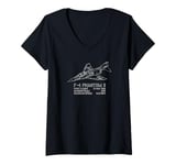 Womens F-4 Phantom II American Jet Plane Infographic V-Neck T-Shirt