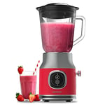 Cecotec Blender Mixeur RetroTwist Red. Puissance Maximale 800 W, Bol en Verre d’une Capacité de 1 L, 4 Lames avec Revêtement en Titane Noir, Moteur 100% en Cuivre