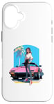 Coque pour iPhone 16 Plus Fille de style anime et manga devant une voiture de sport rose