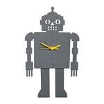 Fisura - Original robot wall clock. Silent wall clock 38 centimetres x 20 centimetres. Grey kitchen clock. Wooden and ABS pendulum clock. 2 AA batteries.