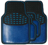 Streetwize Heavy-Duty Rubber Car Mat Set - Blue Trim