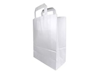 25 Sacs kraft blanc à poignées plates 6 LITRES : 22 cm haut x 28 large x10 cm soufflet un petit sac boutique idéal comme sac magasin, sac commerce, cabas, sac de course, sac achat, sac cadeau