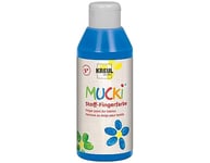 Kreul 28404 - Mucki Peinture au Doigt pour Tissu, 250 ML en Bleu, sans parabène, sans Gluten, sans Lactose et végétalienne, optimale pour l'application avec Les Doigts et Les Mains