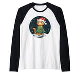 Funny Cat in Christmas Tree Costume for Cats Raglan Baseball Tee