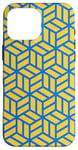 Coque pour iPhone 16 Pro Max Blue Yellow Cubes Hexagons Geometric Lines Optical Pattern