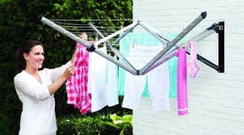 5 ARM ROTARY GARDEN WALL MOUNTED 26M WASHING LINE CLOTHES AIRER DRYER OUTDOOR