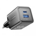 Vention Charger FEQB0-EU GaN - Väggladdare - Snabbladdare QC3.0+ / PD 30W - 100-240V, 2xUSB Typ A/C - Svart