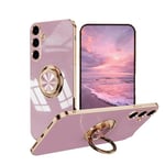 UPLAI Mode Coque pour Samsung Galaxy A14 4G, Très Mince Conception de Galvanoplastie Antichoc Housse avec Anneau Béquille, Souple TPU Silicone Élégant Étui.Violet