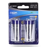 Pile alcaline Longue Vie D - LR20 1,5 V (Blister de 2 unités). Idéale pour Les appareils nécessitant Une énergie Durable. Dimensions : Ø34,2 x 61,5 mm. Puissance et Performance dans Un Seul Pack !