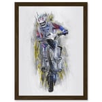 Motor Dirt Bike Motocross Sport Graphic Artwork Framed Wall Art Print A4