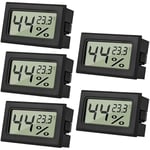 5 Mini Thermomètre Digital LCD Hygromètre D'intérieur hygromètre Thermometer Intérieur Reptiles Hygromètre Numérique, pour Bureau, Cuisine,