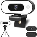 ToLuLu Webcam w/ Ring Light Microphone - Streaming Web Camera, 1080P Full HD Pro Camera PC Mac Laptop Desktop, USB Computer Webcam w/ Privacy Cover & Tripod Zoom Meeting Skype Teams Twitch