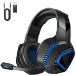 KAPEYDESI Gaming Headset Wireless, PS5 Headset,Gaming Headphones with Mic for PS5, PC, Switch, PS4, 2.4GHz USB, Noise Cancelling Microphone,3.5MM Aux Cable, Black Blue