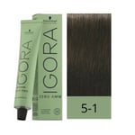 Teinture permanente Schwarzkopf Igora Zero Amm Nº 5-1 Châtain Clair Cendré 60