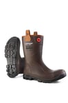 DUNLOP Purofort RigPRO - Unisex Full Safety Mid-Calf Short Waterproof Work Boots, Dark Brown, Antistatic and Slip-Resistant Wellies with Steel Toecap for Outdoor and Industrial Use - EU37, UK4