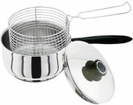 Vinod Stainless Steel Large Chip Fryer Deep Fryer & Basket With Lid- Size 20 cm