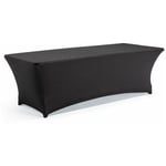 Oviala - Housse élastique noire table pliante 10-12 personnes 244cm