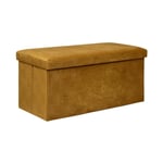 Atmosphera Créateur D'intérieur - Banquette Coffre Pliable en Velours 'Lilou' 76cm Ocre