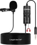 Nouveau Moniteur Lavalier Microphone pour Canon Podcast, 19 Pieds BOYA Micro à omnidirectionnel pour Nikon Sony iPhone 13 10 8 8 Plus DSLR Caméscope Enregistreur Audio Youtube Interview Vidéo