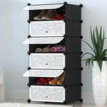 Wyctin - Hofuton Armoire à Chaussures Meuble de Rangement 6 Cubes Etagère à Chaussures Etagère de Rangement en Plastique 1054536cm Noire et Blanc