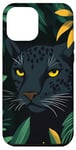 Coque pour iPhone 14 Plus Panthère de minuit avec feuillage de jungle audacieux