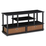 Furinno JAYA Large TV Stand for Up to 55 Inch TV with Storage Bin, Black