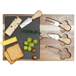 LaDonna Cheese Board and Knife Set | Charcuterie Boards for Serving Dishes | Wooden Tray Cheese Board Gift Set Serving Tray Includes 2 Knives and 1 Fork | Cheese Board Set