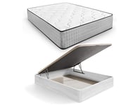 HOGAR24 ES Lot de Matelas à mémoire de Forme Royal Class Premium 30 + canapé en Bois rembourré Grande capacité | Couleur Arctique | Dimensions : 150 x 190 cm